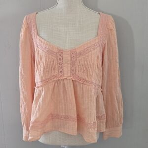 Peach Lace Trim Women's Top